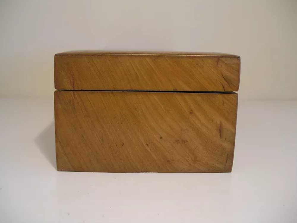 Antique Silk Tufted Wood Glove Box w/ Original Wo… - image 12