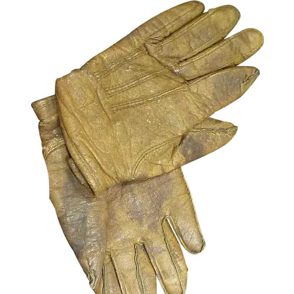 Vintage Brown Leather Child’s Gloves - image 1
