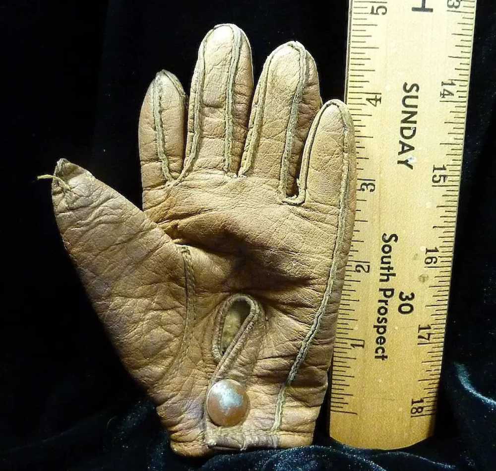 Vintage Brown Leather Child’s Gloves - image 6