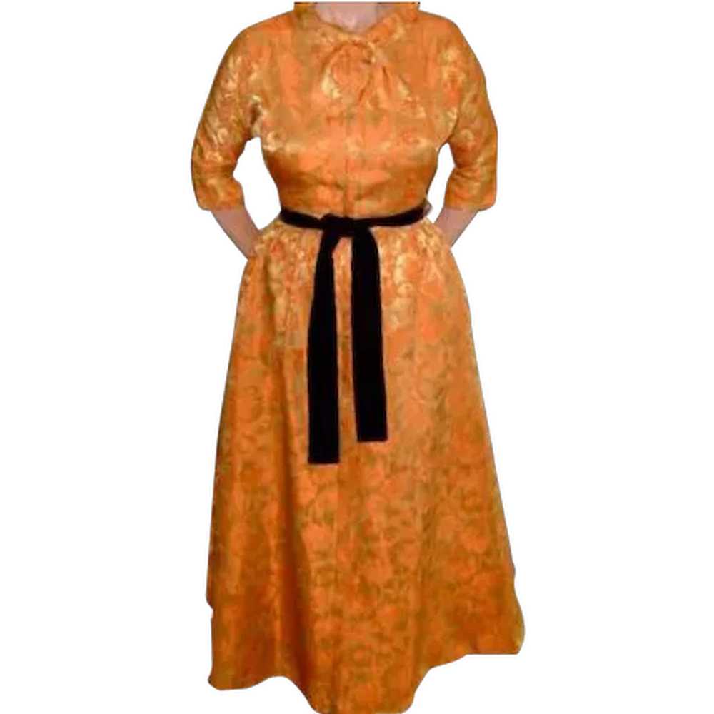 Vintage ‘50’s Floral Brocade Gown Dress for Eveni… - image 1