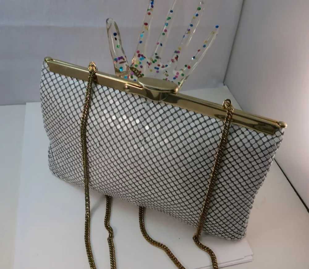 VINTAGE Whiting and Davis Summer White Mesh Purse… - image 3