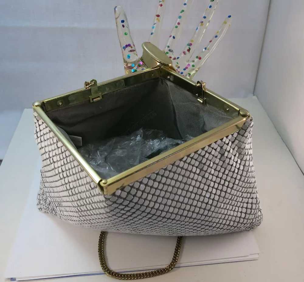 VINTAGE Whiting and Davis Summer White Mesh Purse… - image 6