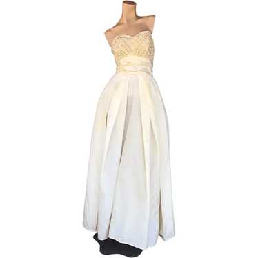 1950s 1960s Sequin Evening Gown Wedding Dress Emm… - image 1