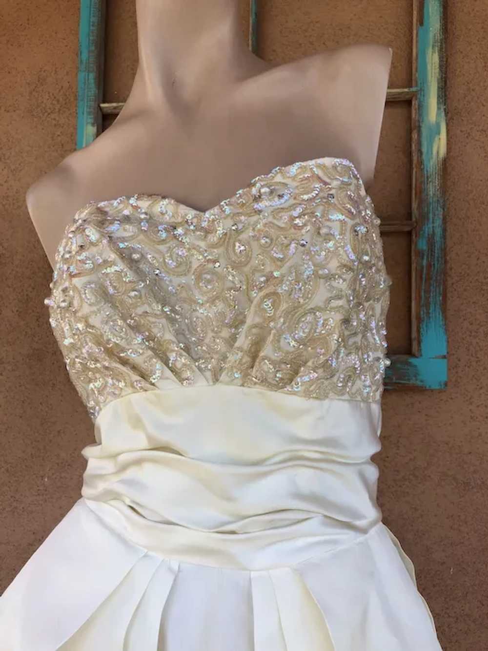 1950s 1960s Sequin Evening Gown Wedding Dress Emm… - image 3