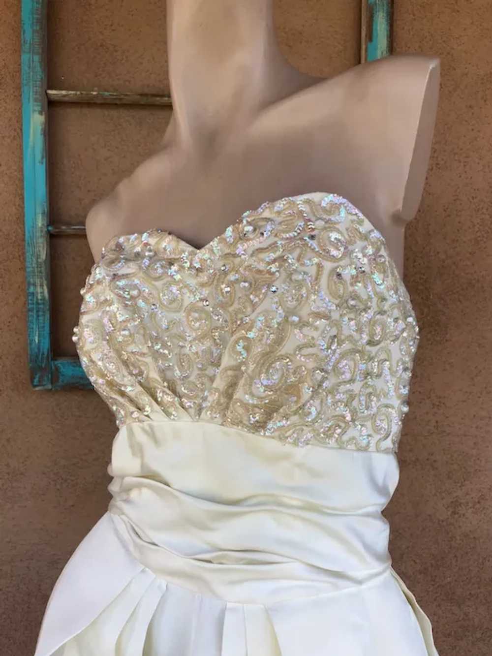 1950s 1960s Sequin Evening Gown Wedding Dress Emm… - image 5