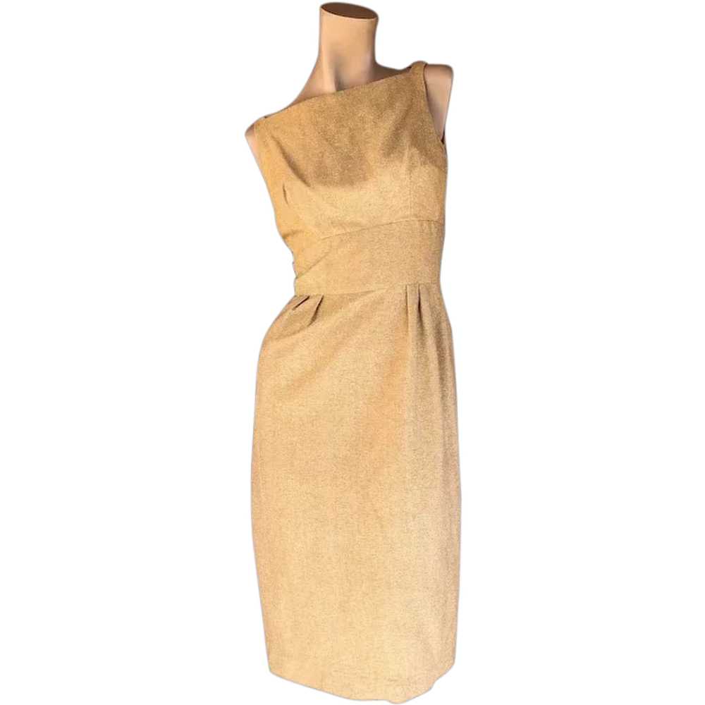 1960s Gold Lurex Cocktail Dress Sz S - image 1