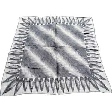 STRIKING Vintage Printed Linen Hanky,Silver Gray … - image 1