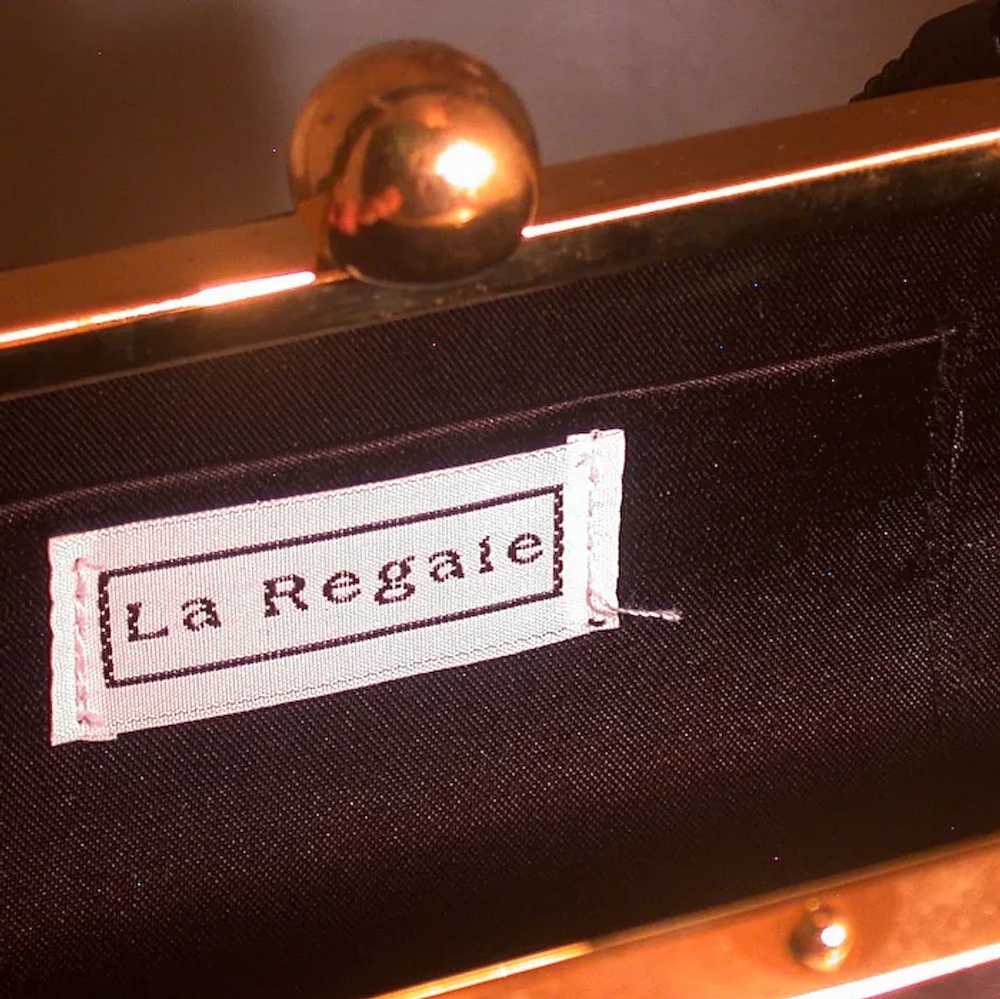La Regale Black Satin Evening Bag, Vintage, Strap… - image 5