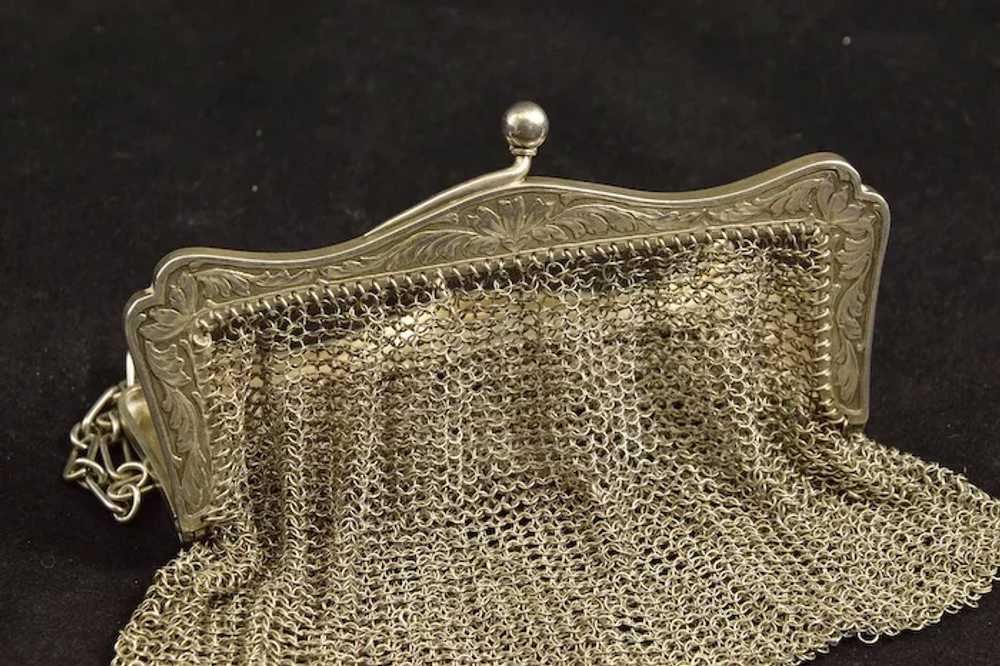 Sterling Ornate Scroll Design Mesh Purse Handbag … - image 2