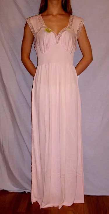 Vintage 1940 Lorraine Pink Acetate Long Nightgown 