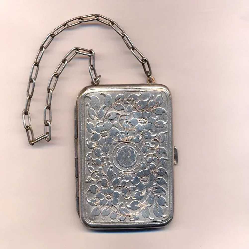 Old Victorian Heavy Silverplate Purse Compact Etc… - image 2