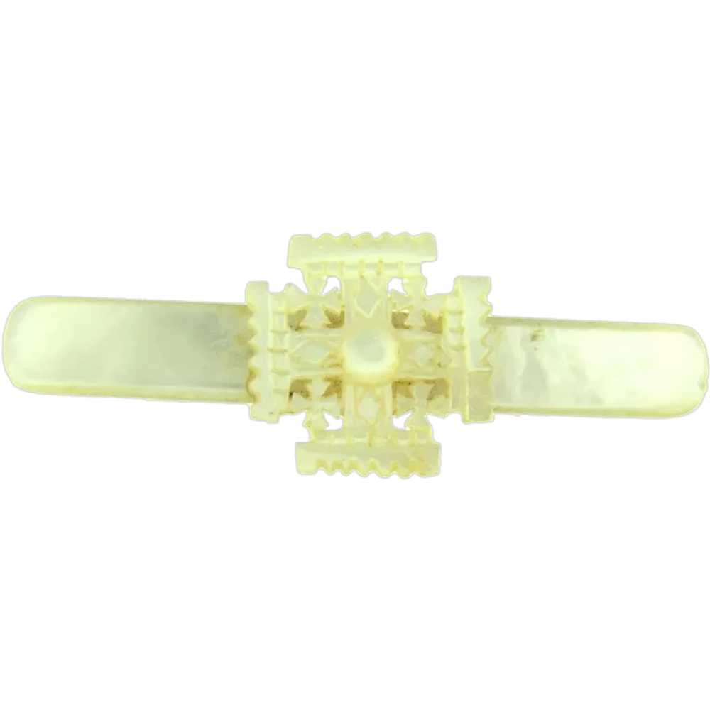 Vintage gold tone Barrette with Mother of Pearl - image 1