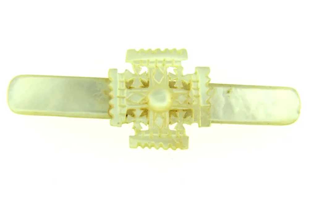 Vintage gold tone Barrette with Mother of Pearl - image 5