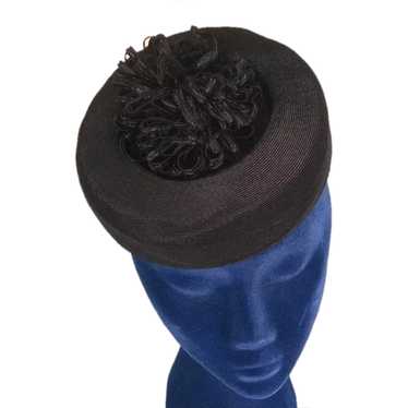 Eye Catching 1940s Vintage Black Topper Tilt Hat - image 1