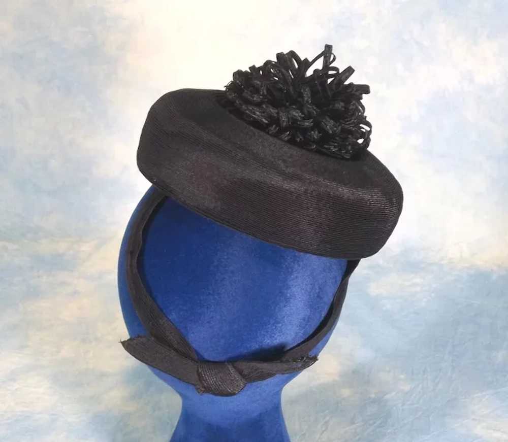 Eye Catching 1940s Vintage Black Topper Tilt Hat - image 4