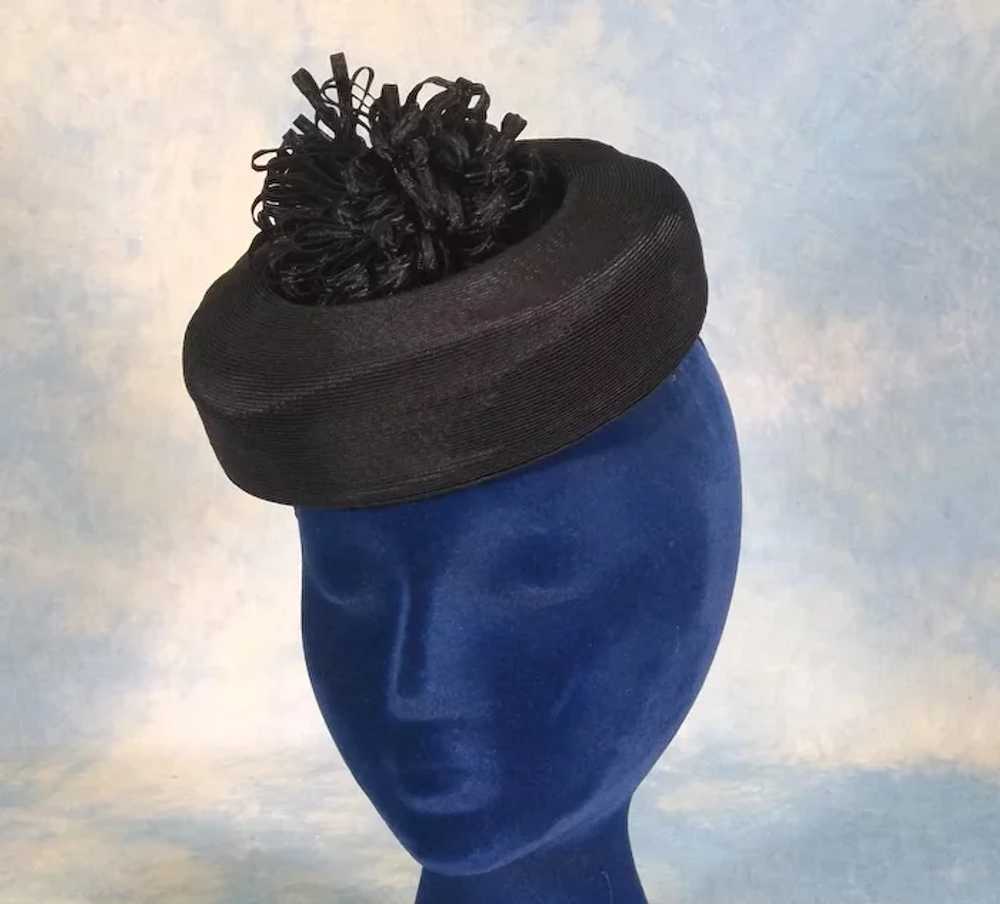 Eye Catching 1940s Vintage Black Topper Tilt Hat - image 6
