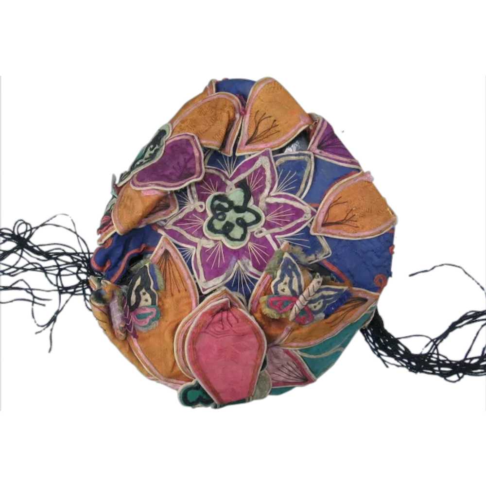 Chinese Child's Hat Embroidered and Appliqued - image 1