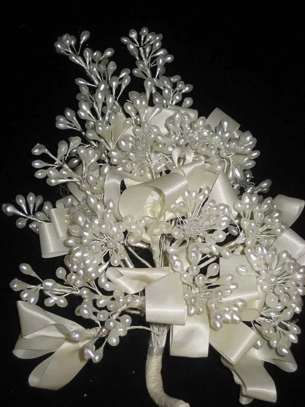Vintage Wax Wedding Bouquet with Seven Glass Flow… - image 2