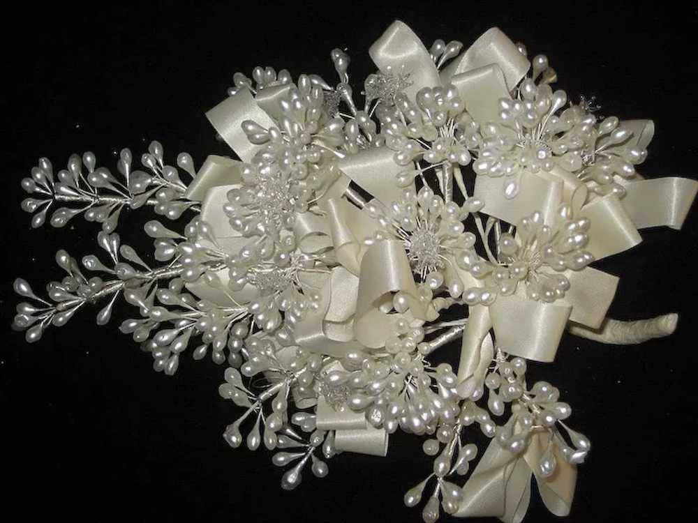 Vintage Wax Wedding Bouquet with Seven Glass Flow… - image 6