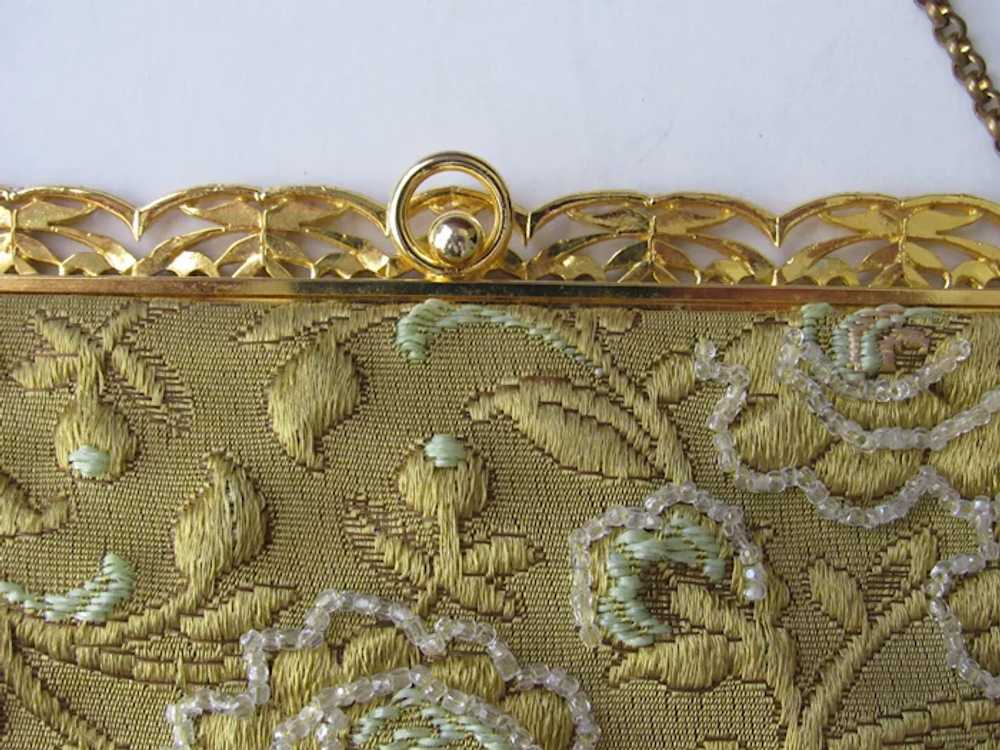 Vintage Delill Gold Embroidered & Beaded Purse - image 2
