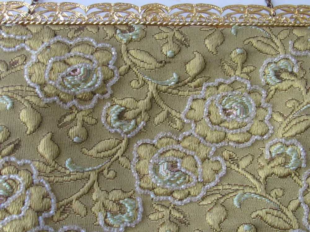 Vintage Delill Gold Embroidered & Beaded Purse - image 3