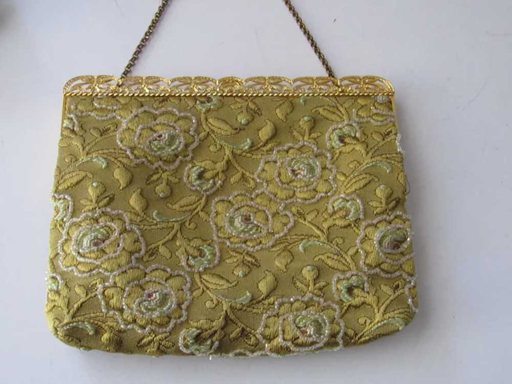 Vintage Delill Gold Embroidered & Beaded Purse - image 4