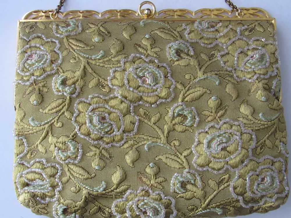 Vintage Delill Gold Embroidered & Beaded Purse - image 8