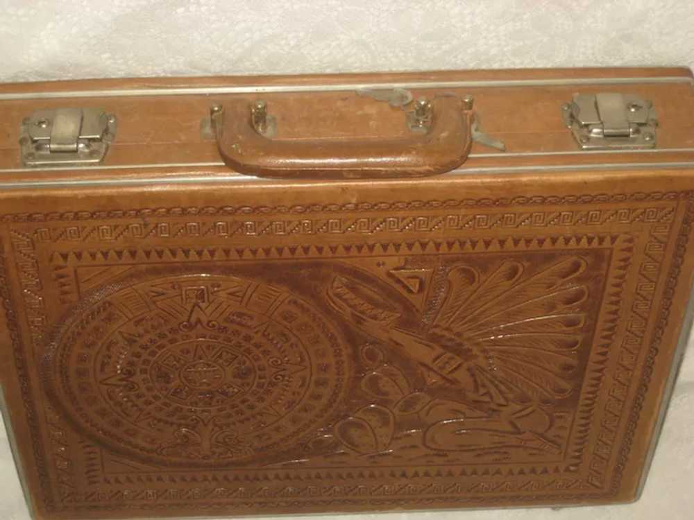 Vintage 1960’s Hand Tooled Mexican Briefcase with… - image 5