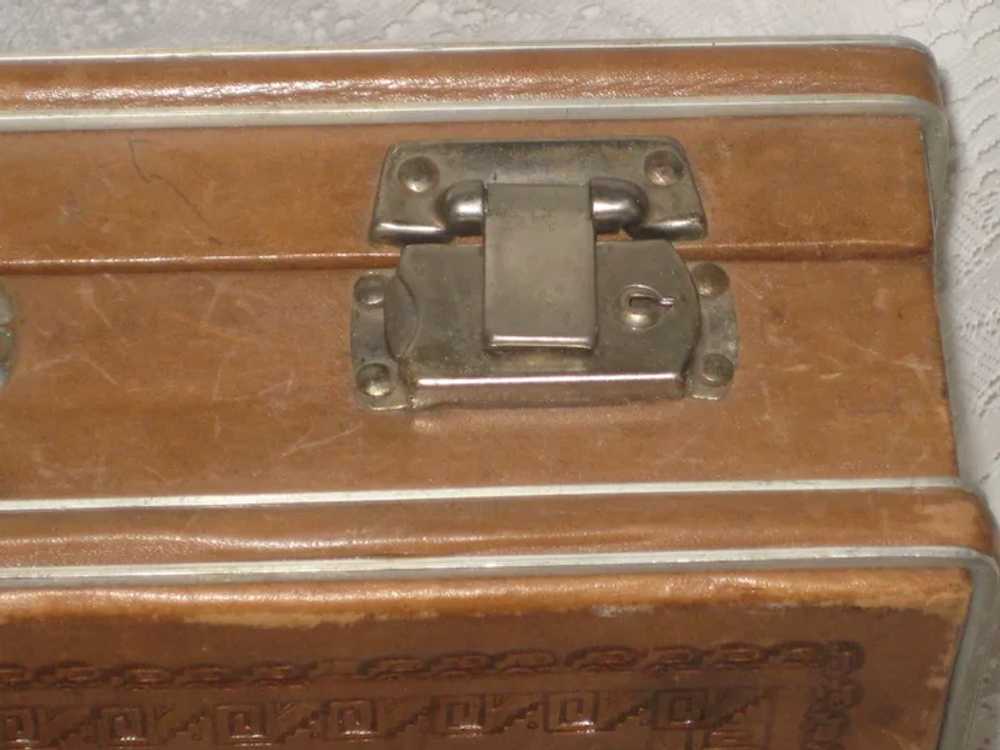 Vintage 1960’s Hand Tooled Mexican Briefcase with… - image 7