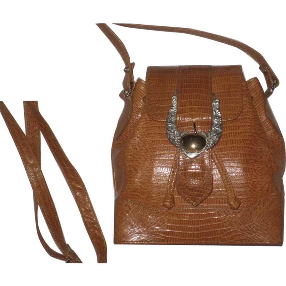 1980’s Ann Turk Shoulder Bag with Silver & Gold T… - image 1