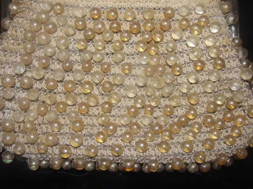 Lucite Handle Crocheted Beaded Handbag - b23 - image 5