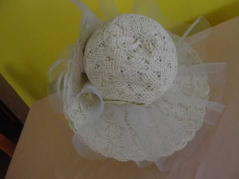 Ivory Straw, Feather and Tulle Hat - bh - image 2