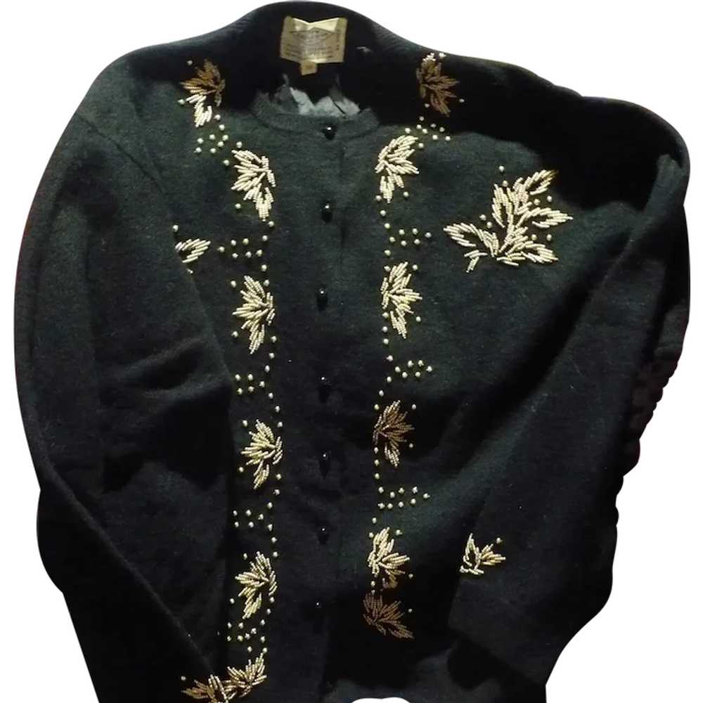 Black Beaded Cardigan sweater - image 1