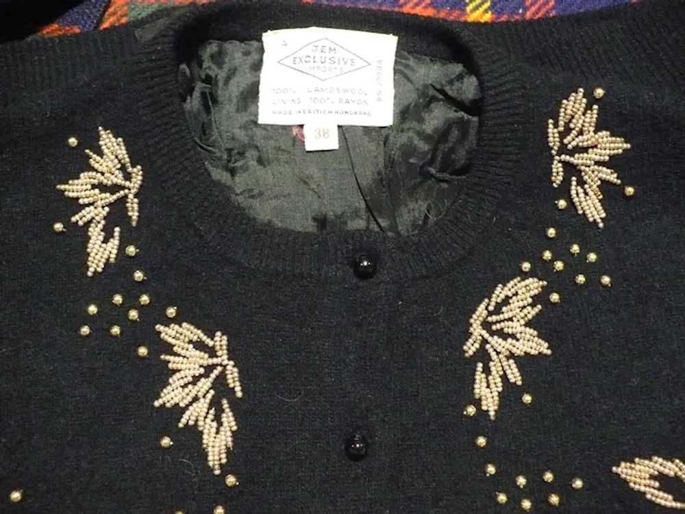 Black Beaded Cardigan sweater - image 2
