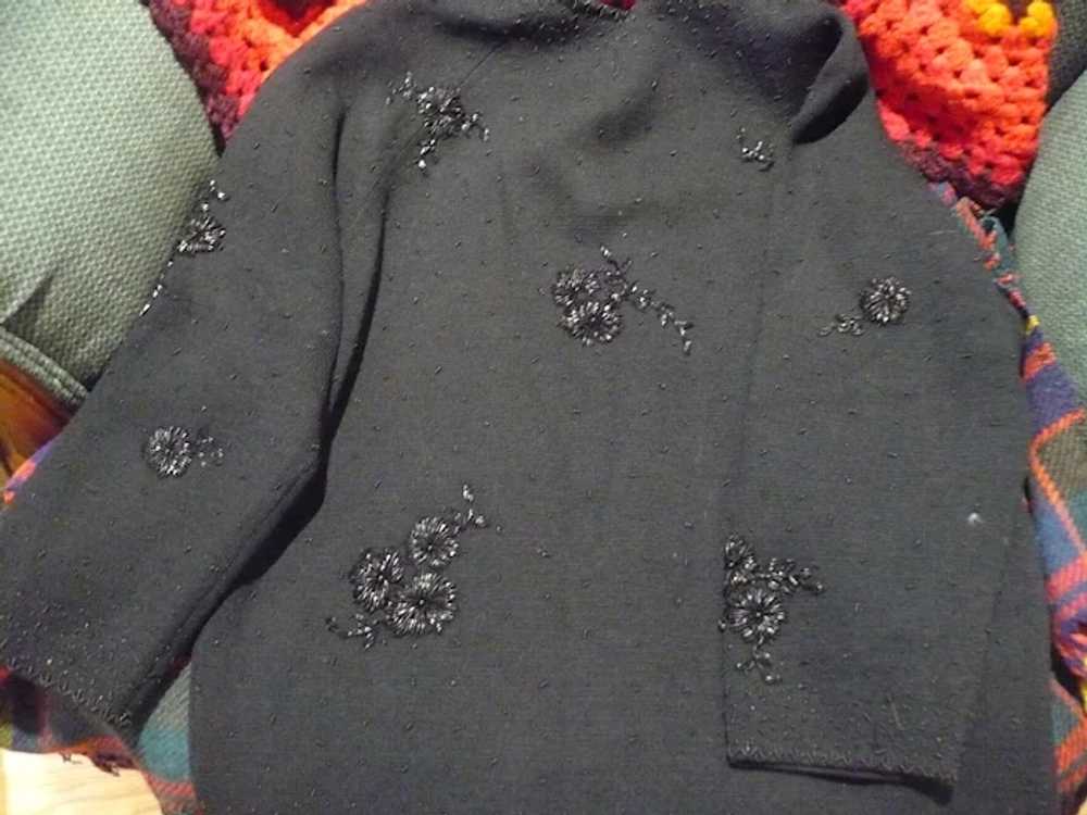 Black Beaded Cardigan sweater - image 2