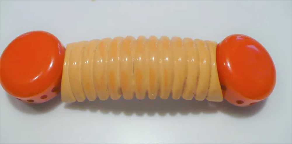 Geometric Orange Cream Bakelite Buckle - image 3