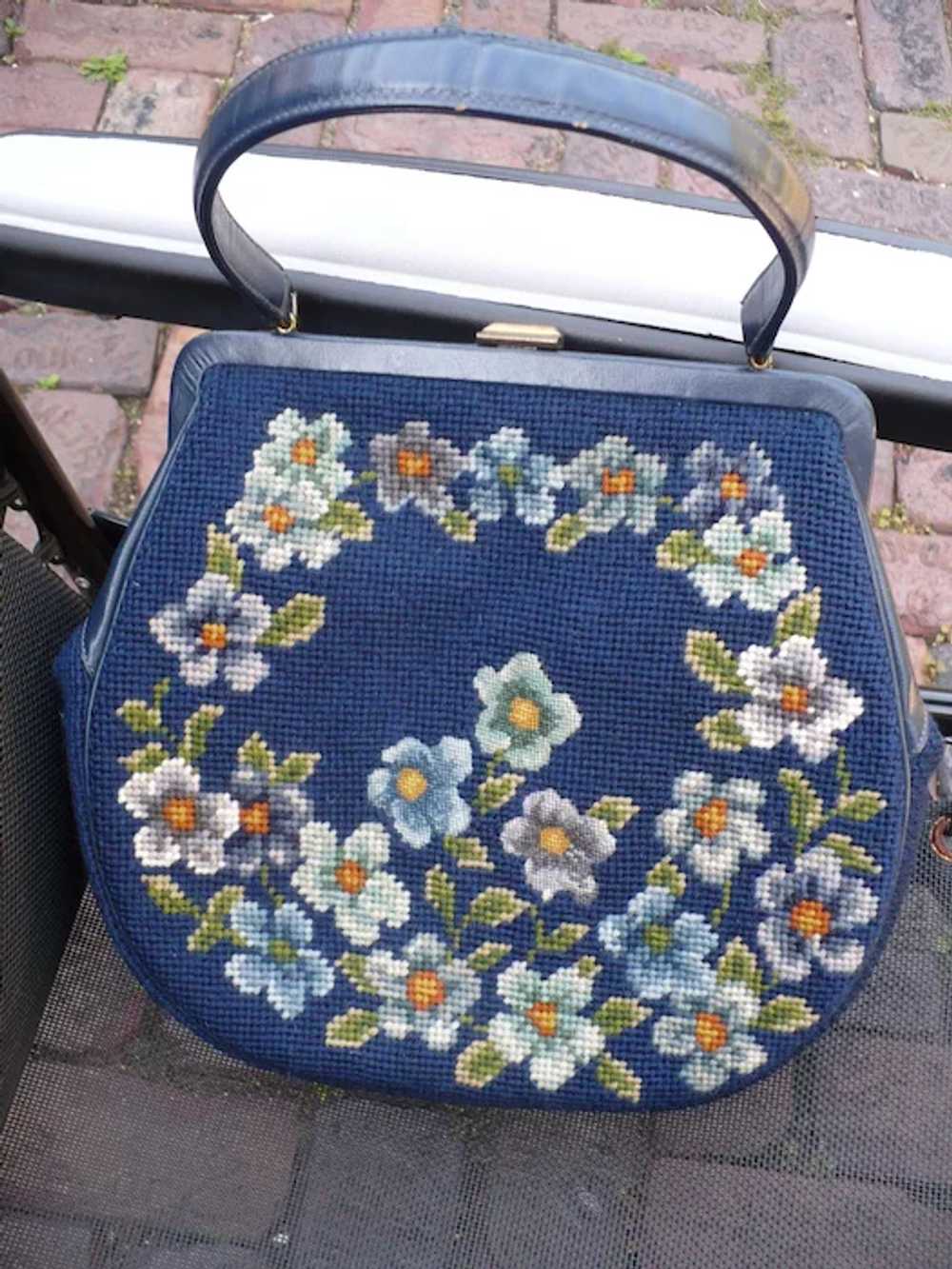 Floral Needlepoint Purse - image 2