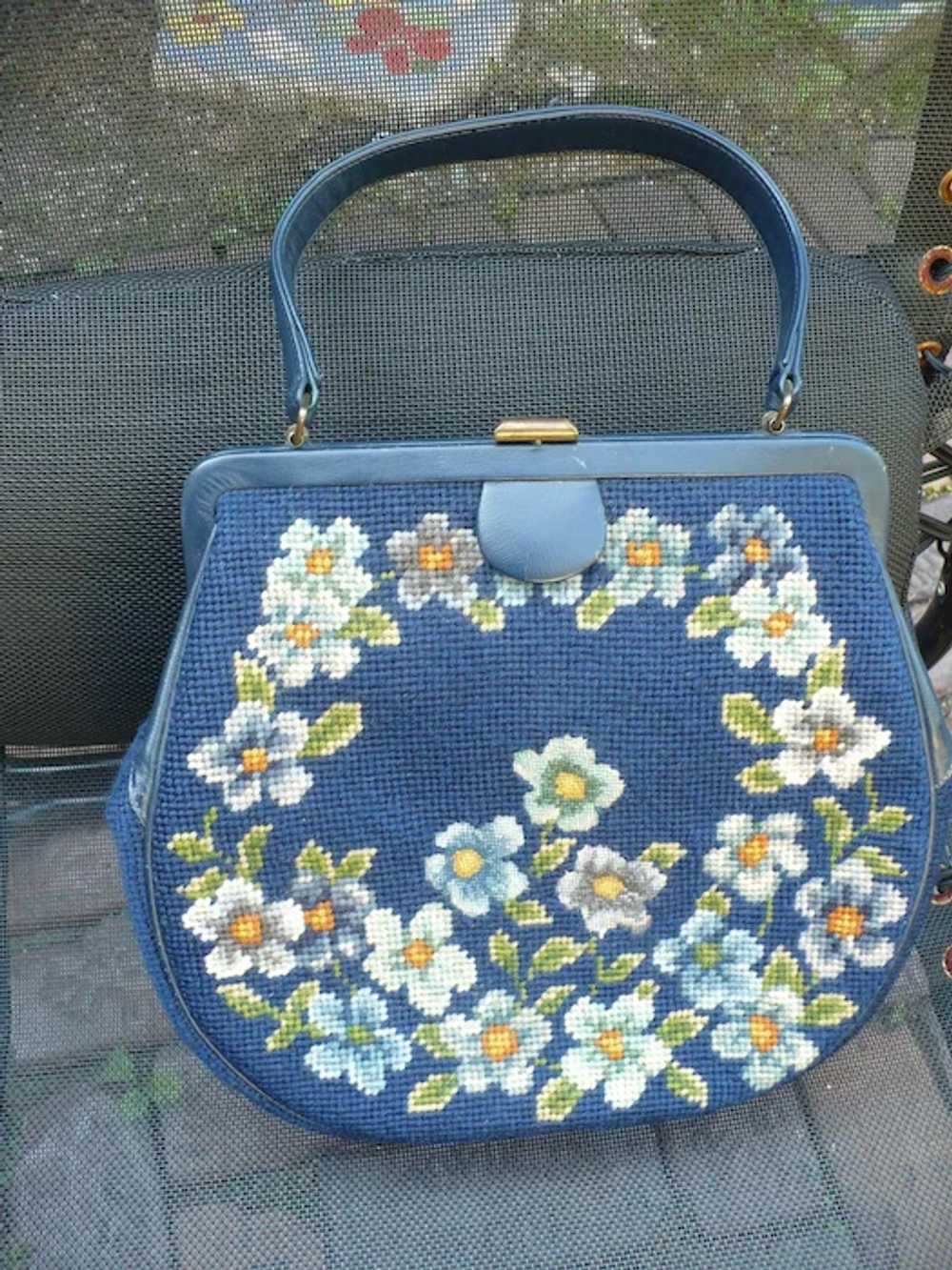 Floral Needlepoint Purse - image 4