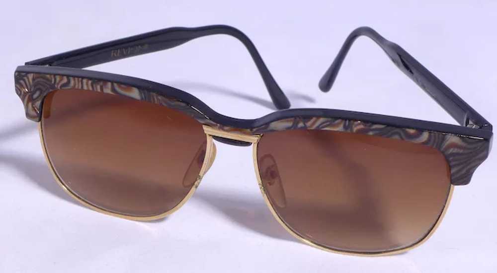 Vintage 1960s Revlon Browline Sunglasses Faux Mot… - image 3