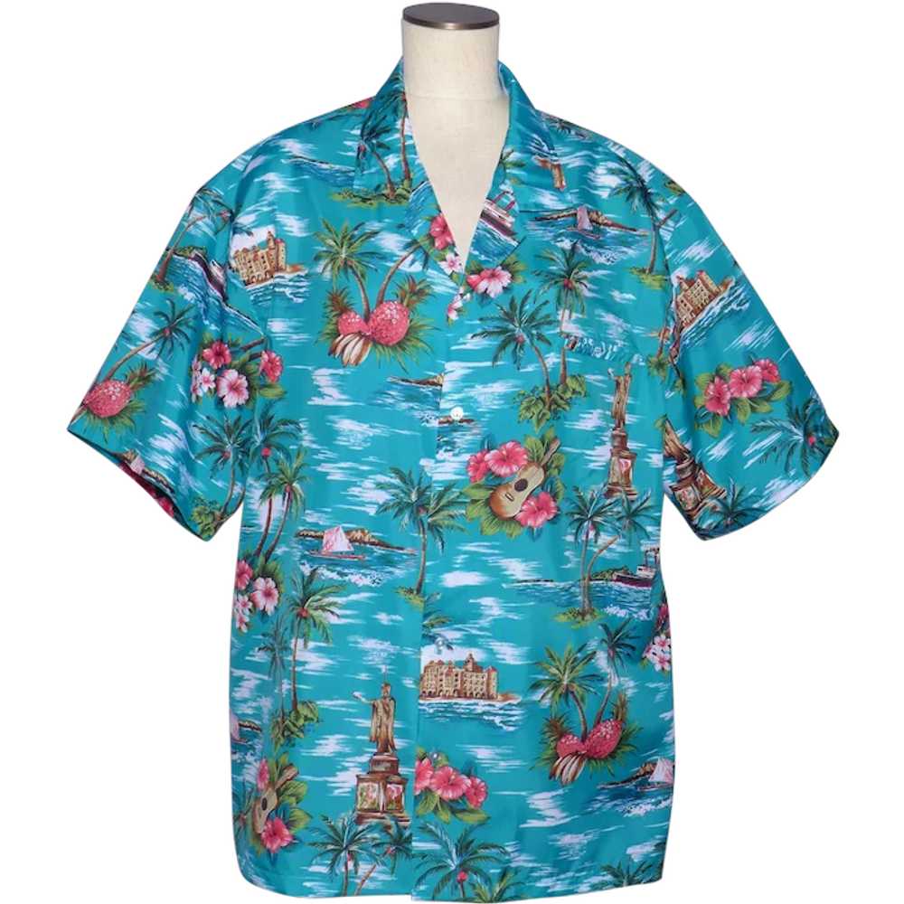 Evergreen Island Hawaiian Aloha Shirt Scenic Hawa… - image 1
