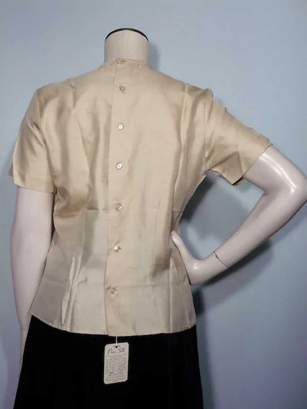 Vintage 1950s Sidney Heller Created Silk Blouse O… - image 3