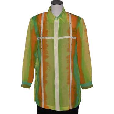 Vintage 1980s Kokomo Tie Dye Print Blouse Bright … - image 1