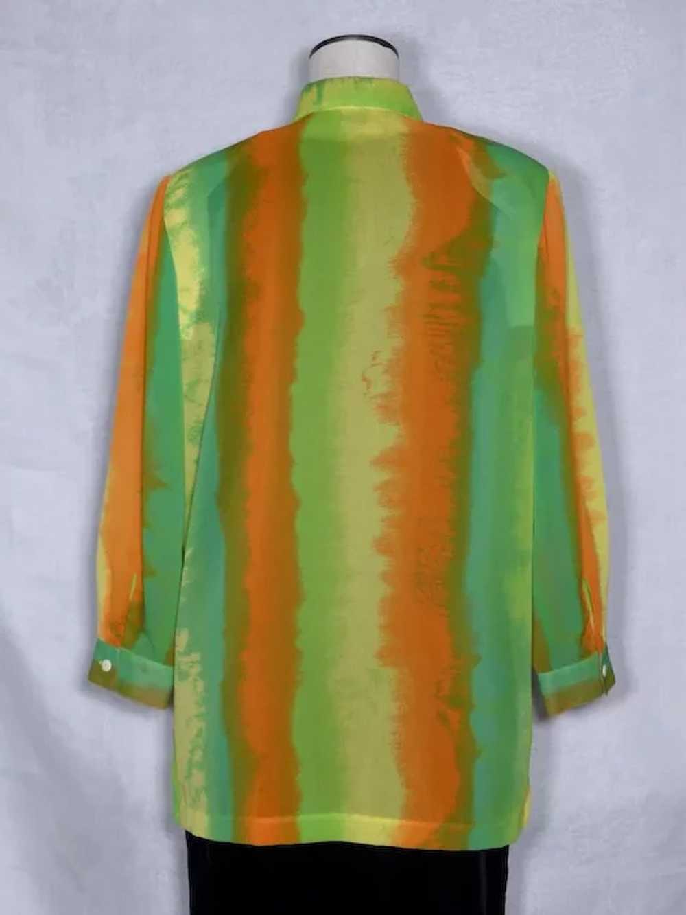 Vintage 1980s Kokomo Tie Dye Print Blouse Bright … - image 3