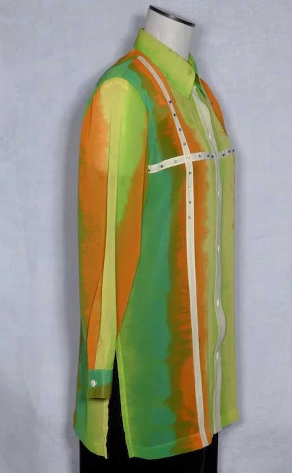 Vintage 1980s Kokomo Tie Dye Print Blouse Bright … - image 4
