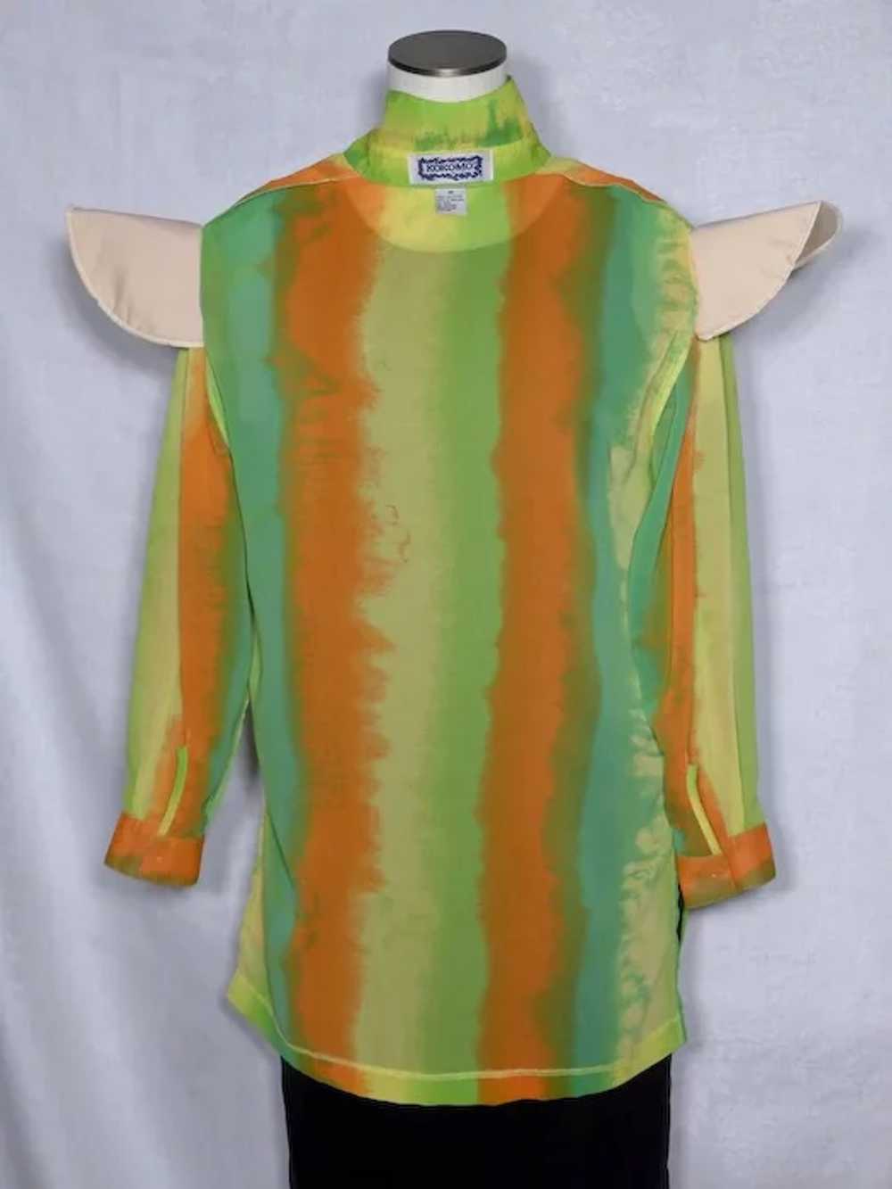 Vintage 1980s Kokomo Tie Dye Print Blouse Bright … - image 6