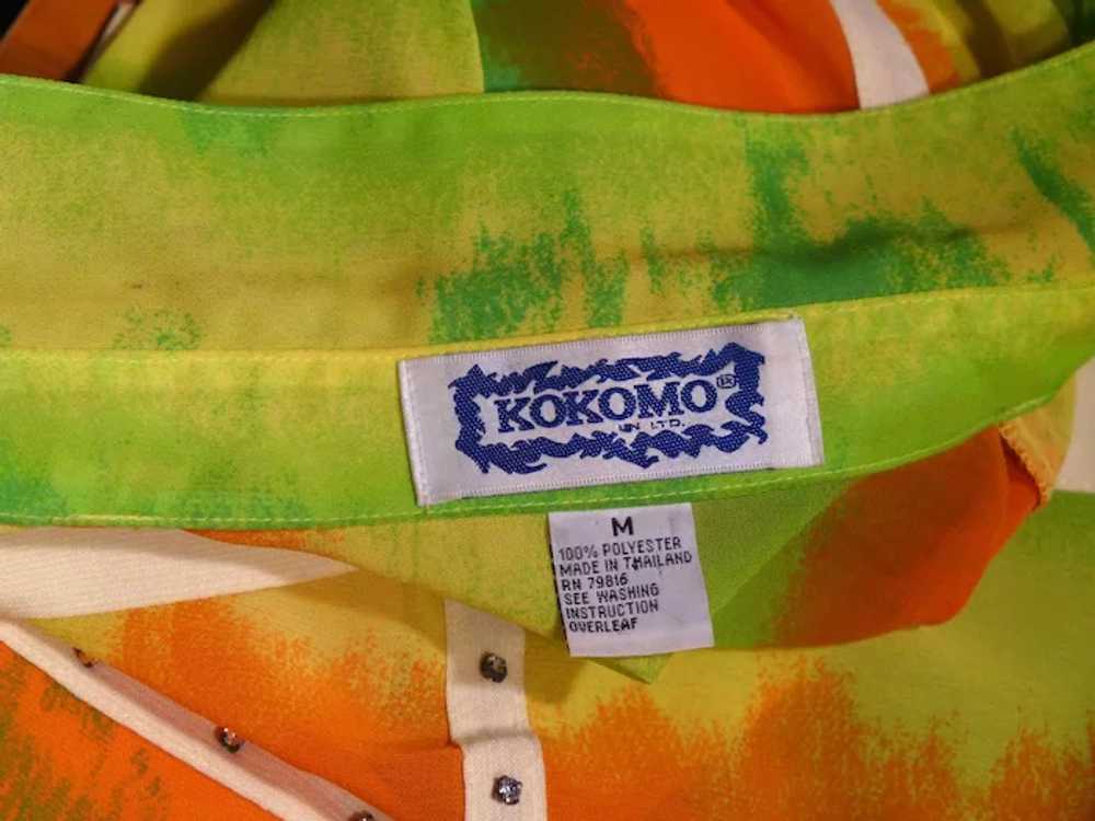 Vintage 1980s Kokomo Tie Dye Print Blouse Bright … - image 7