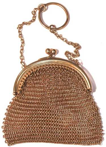 DIME-A-DANCE MESH PURSE with Finger Ring - Gold W… - image 1
