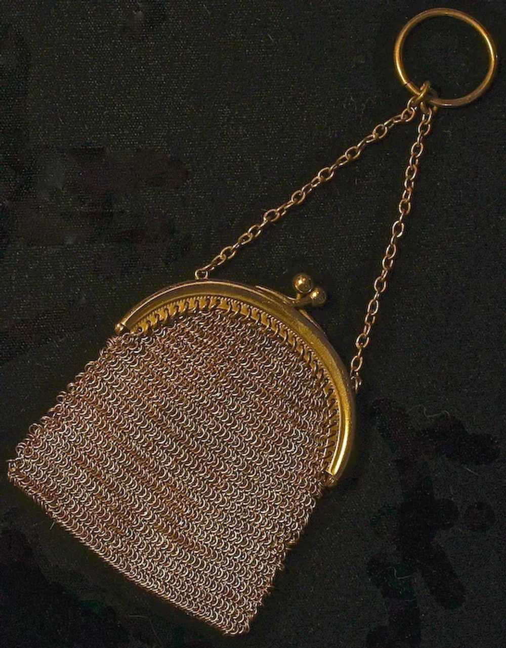 DIME-A-DANCE MESH PURSE with Finger Ring - Gold W… - image 2