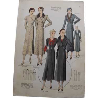 Original French Fashion Pages x Five - Early 1930… - image 1