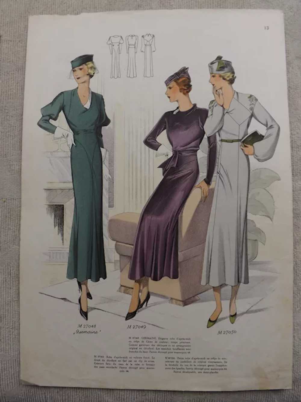 Original French Fashion Pages x Five - Early 1930… - image 2